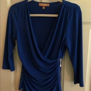 Lee Tracy Side ruched blouse Blue